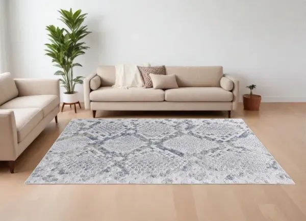 10' x 13' Floral Power Loom Area Rug - Gray Silver And Blue