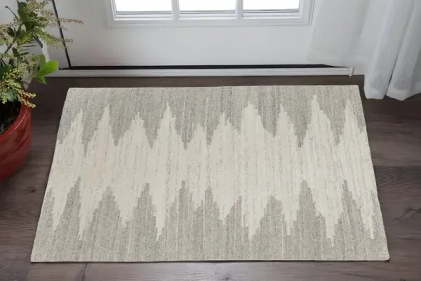 2' x 3' Ombre Hand Woven Area Rug - Gray And Ivory