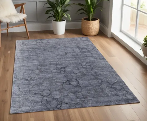 4' x 6' Abstract Hand Woven Area Rug - Gray And Blue