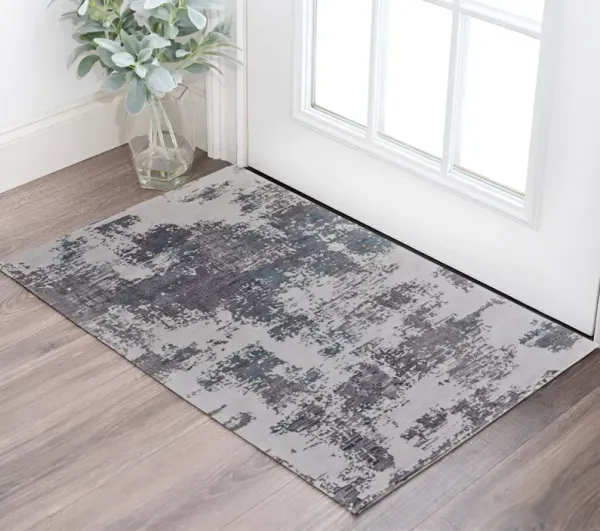 2' x 3' Abstract Hand Tufted Area Rug - Ivory Brown And Blue