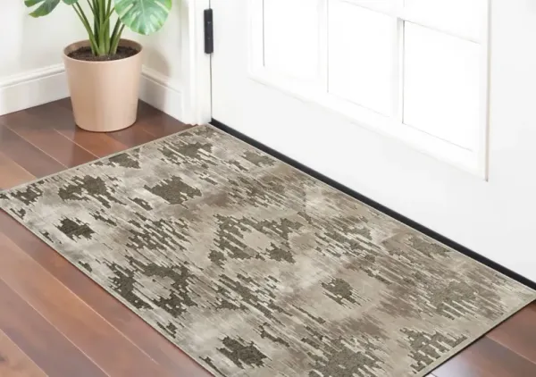 2' x 3' Abstract Power Loom Area Rug - Taupe And Brown