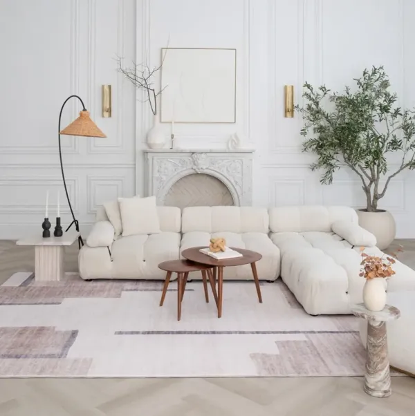 5' x 8' Abstract Area Rug - Beige And Brown