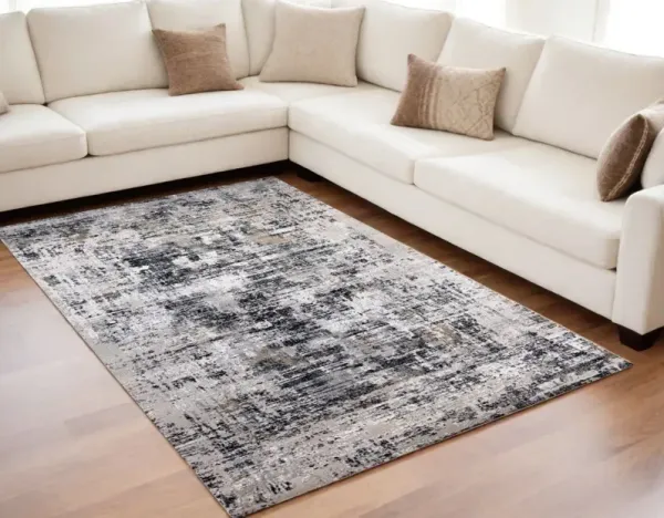 5' x 8' Abstract Area Rug - Beige Gray And White