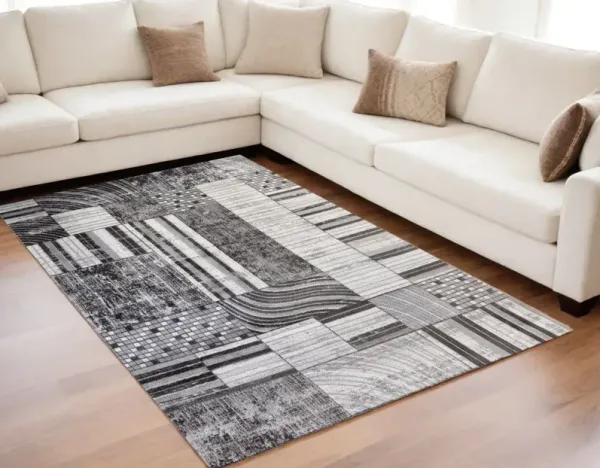 5' x 8' Abstract Area Rug - Gray Brown And Beige