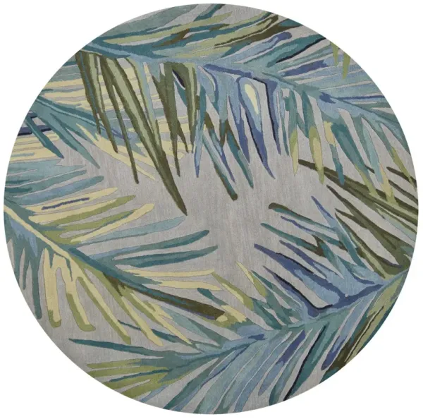 7' Round Wool Area Rug - Gray Or Blue