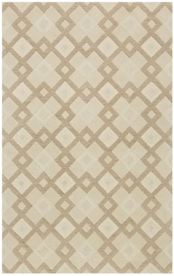 8' x 11' Wool Geometric Hand Tufted Area Rug - Ivory
