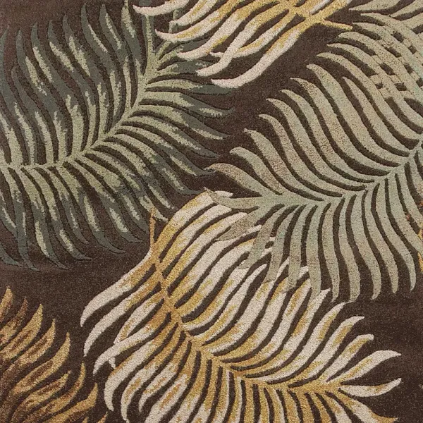3' x 5' Fern Leaves Wool Area Rug - Espresso