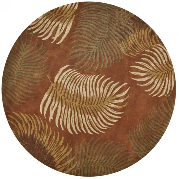 3' x 5' Fern Leaves Wool Area Rug - Rust
