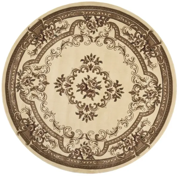8' Round Floral Area Rug - Ivory