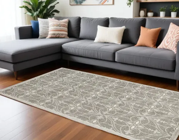 8' x 11' Area Rug With UV Protection - Gray