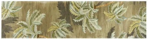 10' Hand Tufted Tropical Trees Indoor Runner Rug - Moss Green