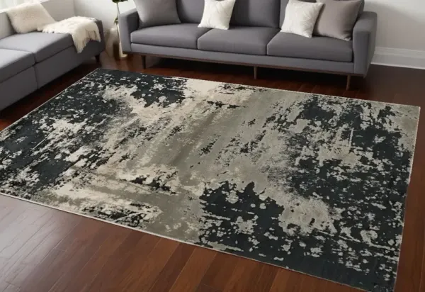 6' x 9' Area Rug - Black And Silver