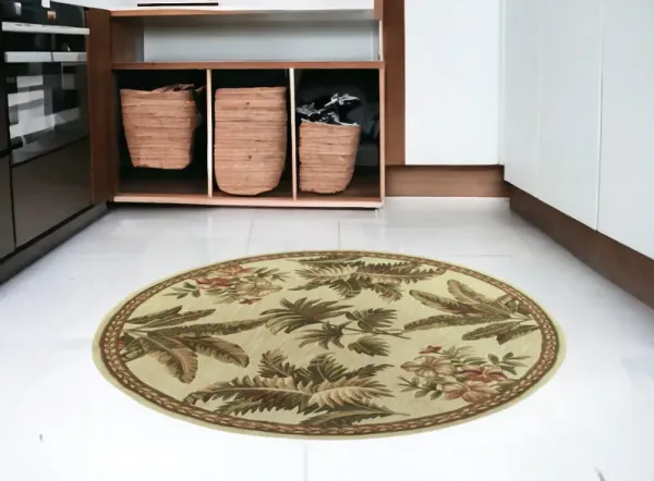 5' Round Wool Area Rug - Ivory