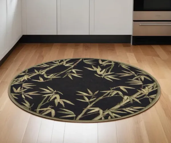 5' Round Wool Hand Tufted Area Rug - Black