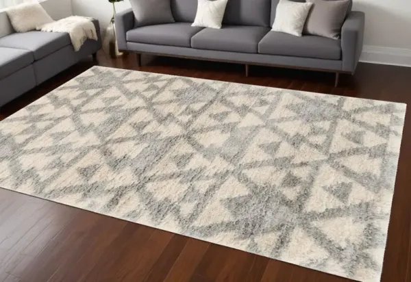 8' x 10' Machine Woven Geometric Indoor Area Rug - Ivory Gray