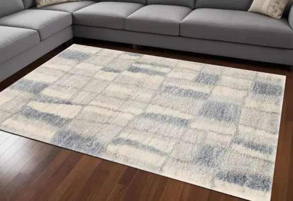 7' x 9' Area Rug - Ivory And Blue
