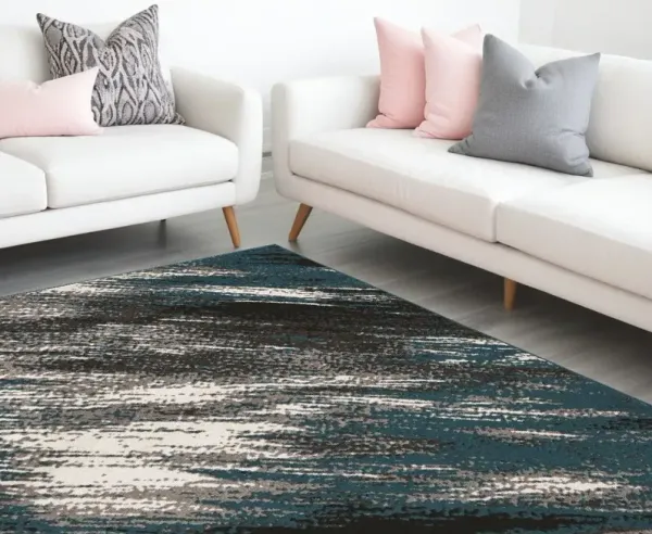 9' x 13' Abstract Area Rug - Blue And Gray