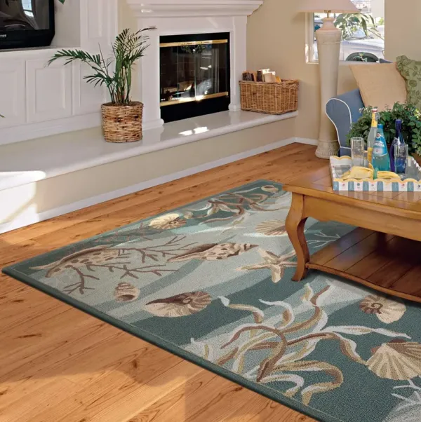 3' x 5' Area Rug - Seafoam Corals And Shells
