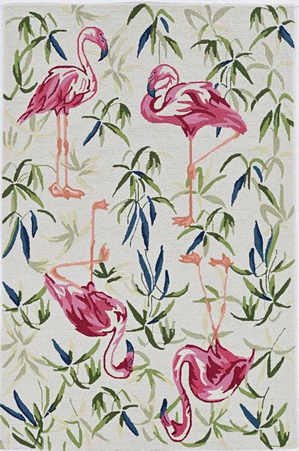 5' x 7' Flamingo Indoor Area Rug - Ivory Or Pink
