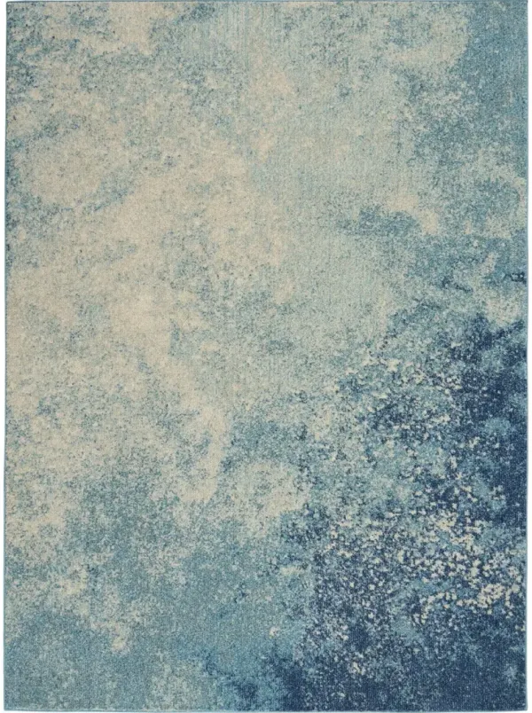 5' x 7' Abstract Power Loom Area Rug - Ivory And Blue