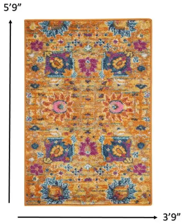 4' x 6' Floral Power Loom Area Rug - Sunset