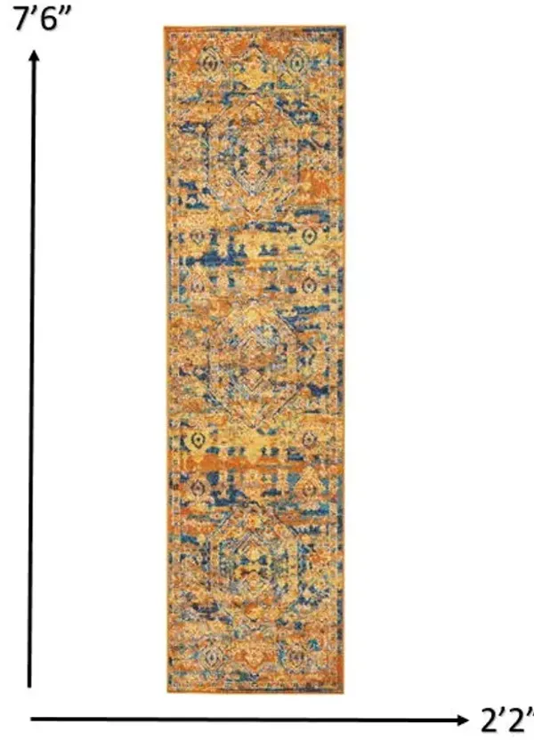8' Power Loom Runner Rug - Sunset