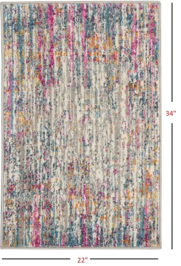 2' x 3' Abstract Power Loom Area Rug - Pink And Ivory
