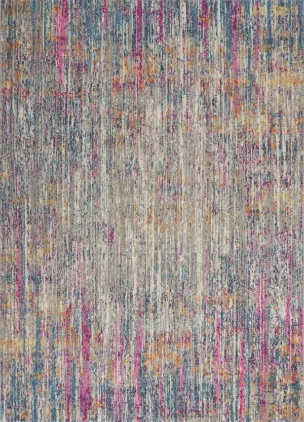 5' x 7' Abstract Power Loom Area Rug - Pink And Ivory