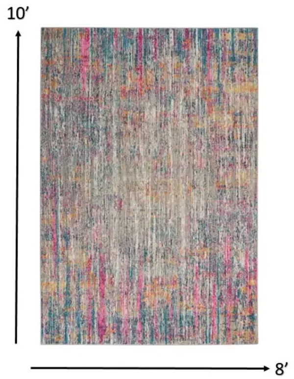 8' x 10' Abstract Power Loom Area Rug - Pink And Ivory