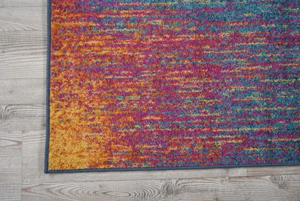 6' x 1.8' Abstract Power Loom Runner Rug - Blue And Pink
