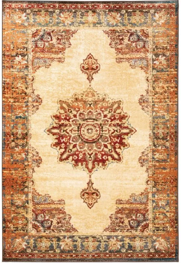 8' x 10' Floral Medallionarea Rug - Gold And Orage