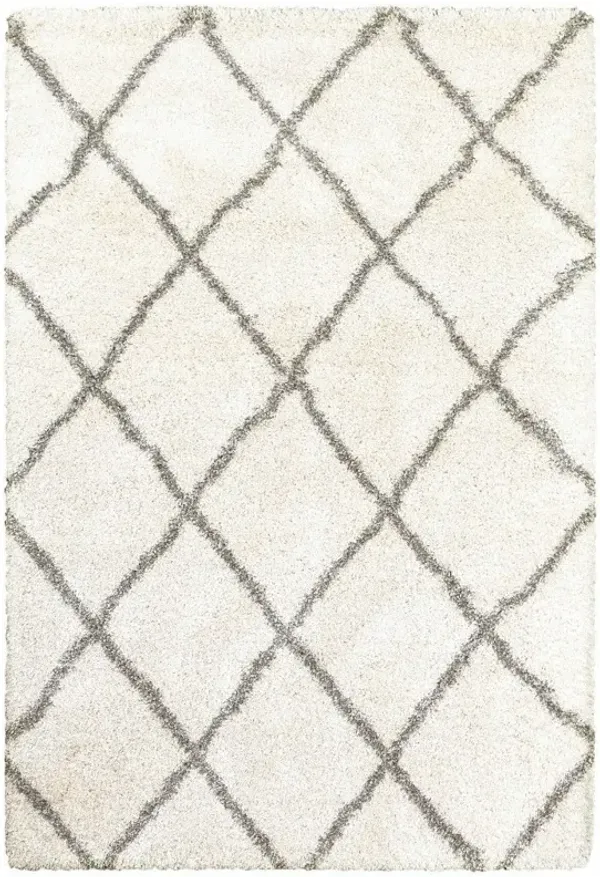 7' x 10' Geometric Lattice Area Rug - Ivory And Gray