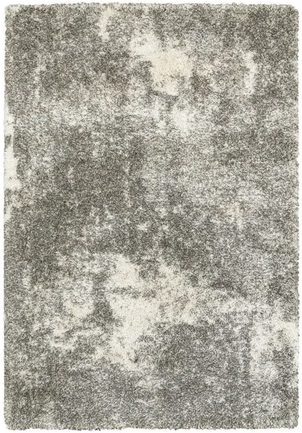 10' x 13' Distressed Abstract Area Rug - Gray And Ivory