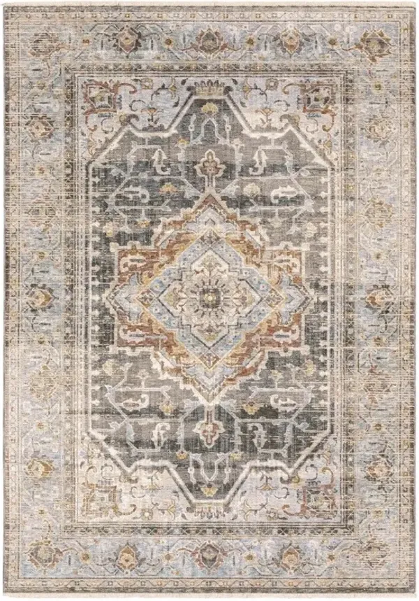 5' x 8' Machine Woven Medallion Indoor Area Rug - Gray Blue