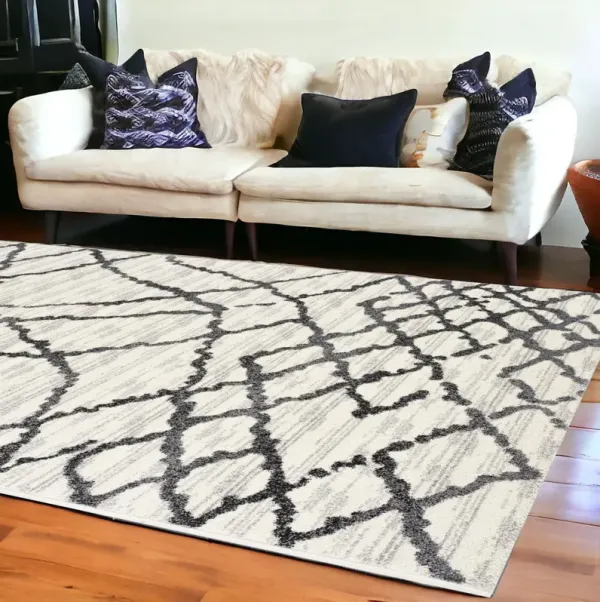 8' x 11' Modern Abstract Area Rug - Gray And Black