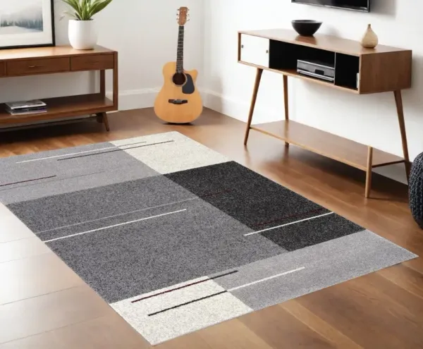 4' x 6' Modern Geometric Area Rug - Gray