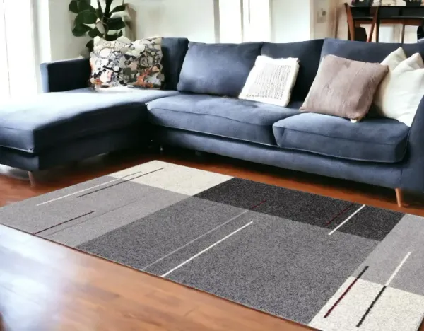 6.5' x 9.3' Modern Geometric Area Rug - Gray