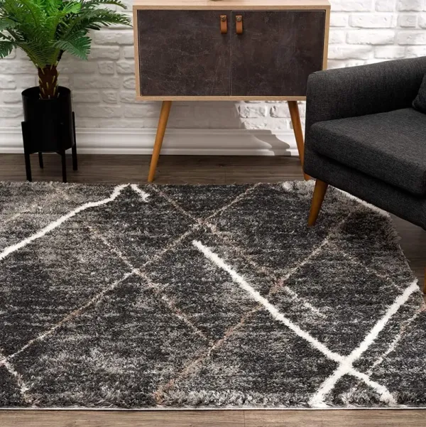 7' x 9' Modern Distressed Lines Area Rug - Gray