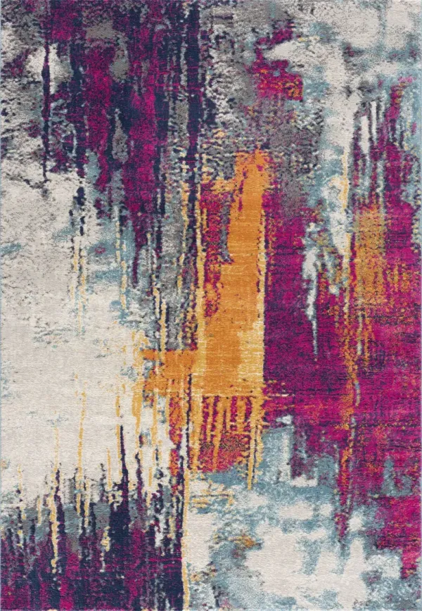 3.8' x 5.5' Abstract Area Rug - Gray And Ivory