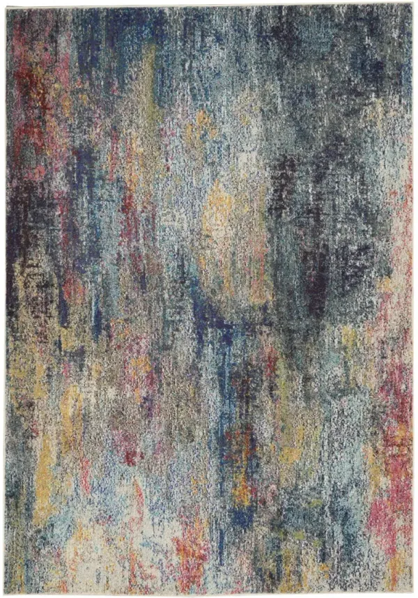 5.3' x 7.3' Abstract Power Loom Non Skid Area Rug - Multicolor