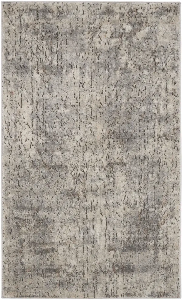 3' x 5' Abstract Power Loom Non Skid Area Rug - Beige And Gray