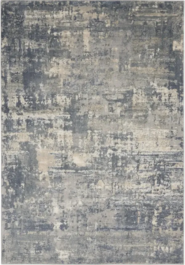5' x 7' Abstract Power Loom Non Skid Area Rug - Gray And Beige