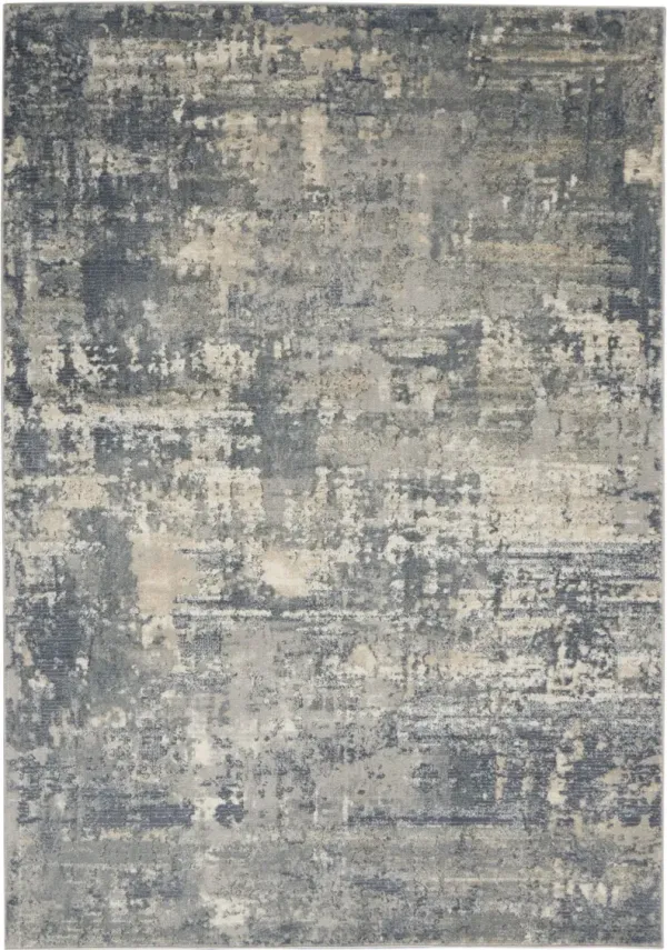 4' x 6' Abstract Power Loom Non Skid Area Rug - Gray And Beige