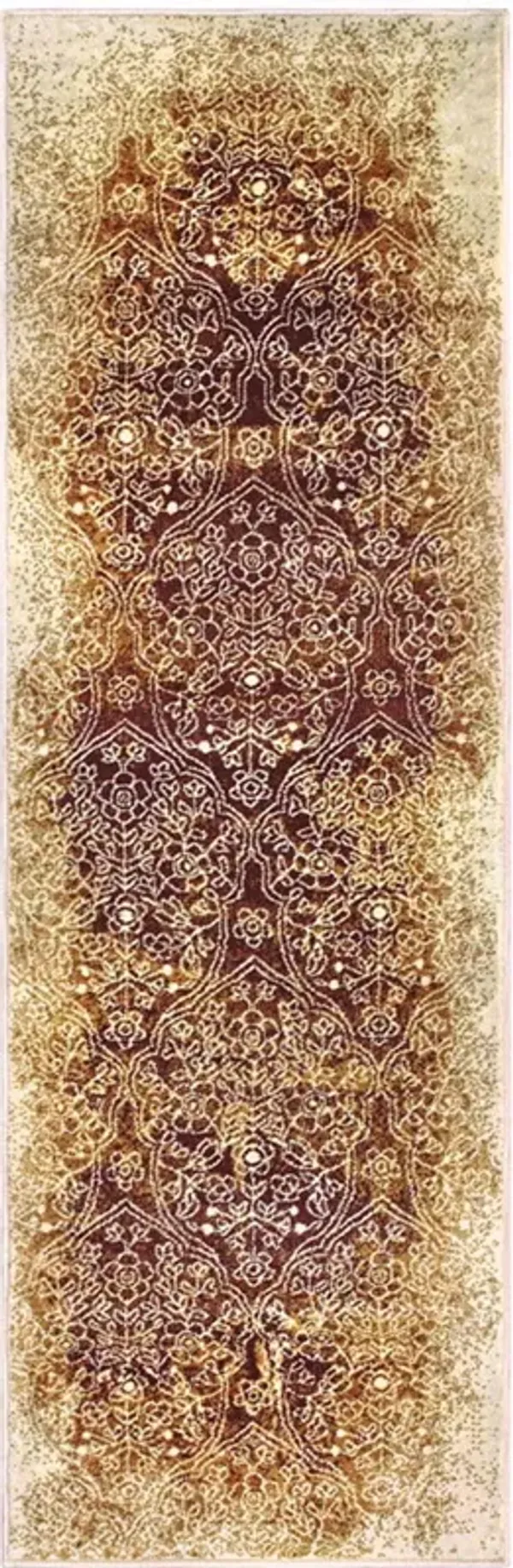 8' Medallion Stain Resistant Runner Rug - Orange