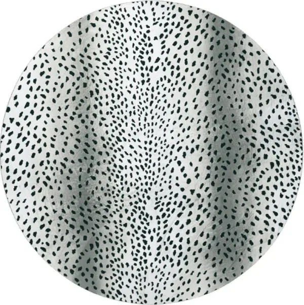 8' x 8' Round Gazelle Print Shag Handmade Non Skid Area Rug - Black