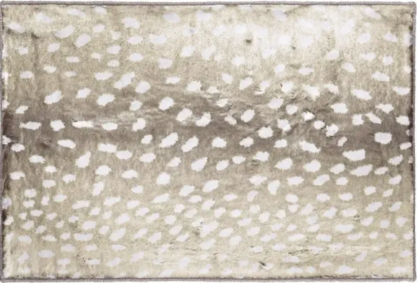 2' x 3' Gazelle Print Shag Handmade Non Skid Area Rug - Beige