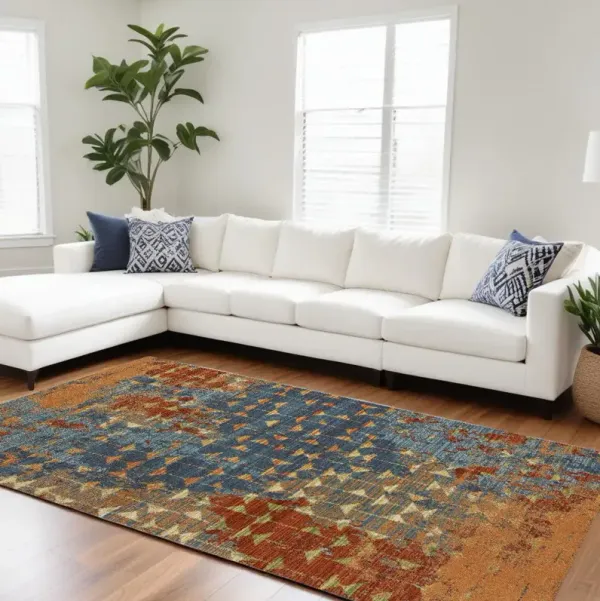 7' x 10' Area Rug - Blue And Orange