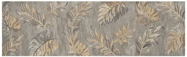 2' x 8' Palm Leaves Wool Runner Rug - Gray