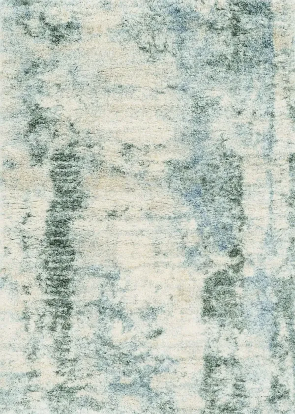 5' x 8' Machine Woven Abstract Indoor Area Rug - Ivory Blue