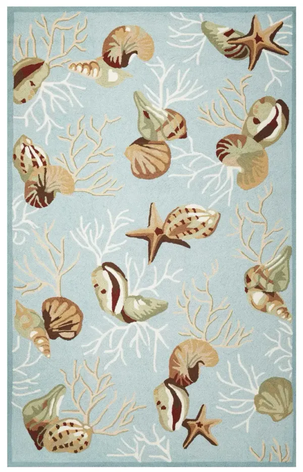 5' x 7' Indoor Area Rug - Blue Corals And Shells